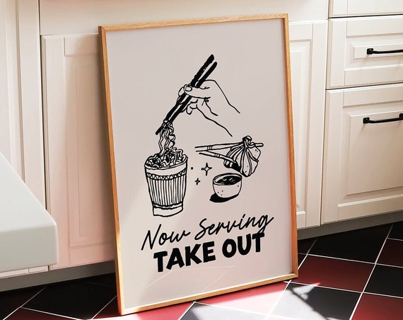 Cute Kitchen Print Apartment Prints Hand Drawn Poster Trendy Take Out Decor Dumpling Wall Art House Warming Gifts Art
