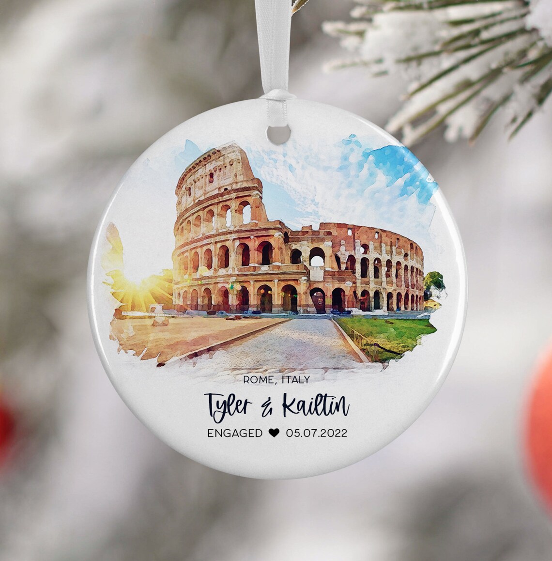 Rome Italy Watercolor Travel Poster, Engagement Gift