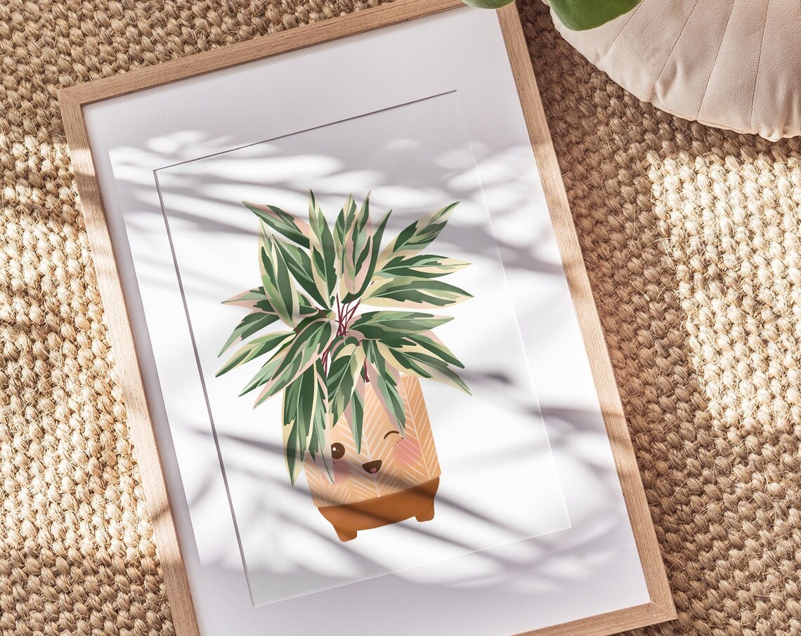 Winking Stromanthe Triostar Cute Happy Smiling Kawaii Plant Poster - Image 2