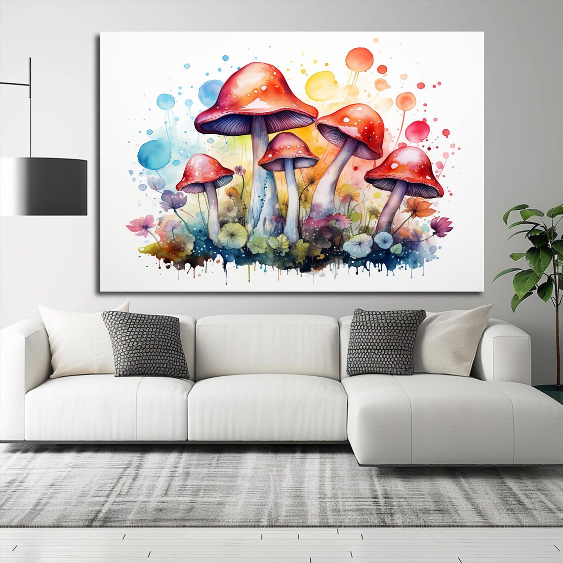 Fly Agaric Mushroom Cluster Colorful Watercolor Botanical Art Print - Image 2