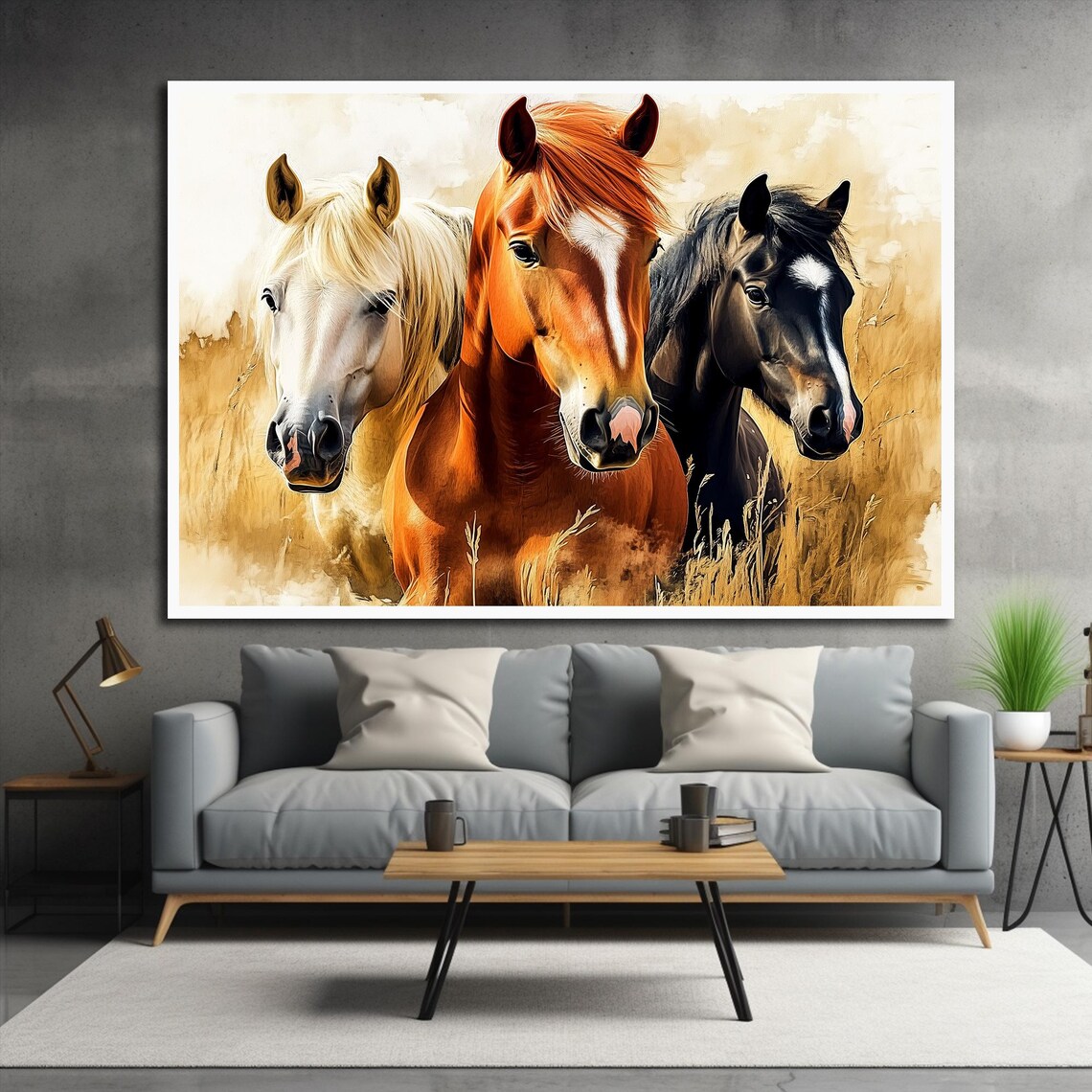Horse Art Horses Decor Wall Decor Horse Print Home Decor Fantasy Art Dreamy Art Framed Horse Wall Hanging Horse Painting - Image 2