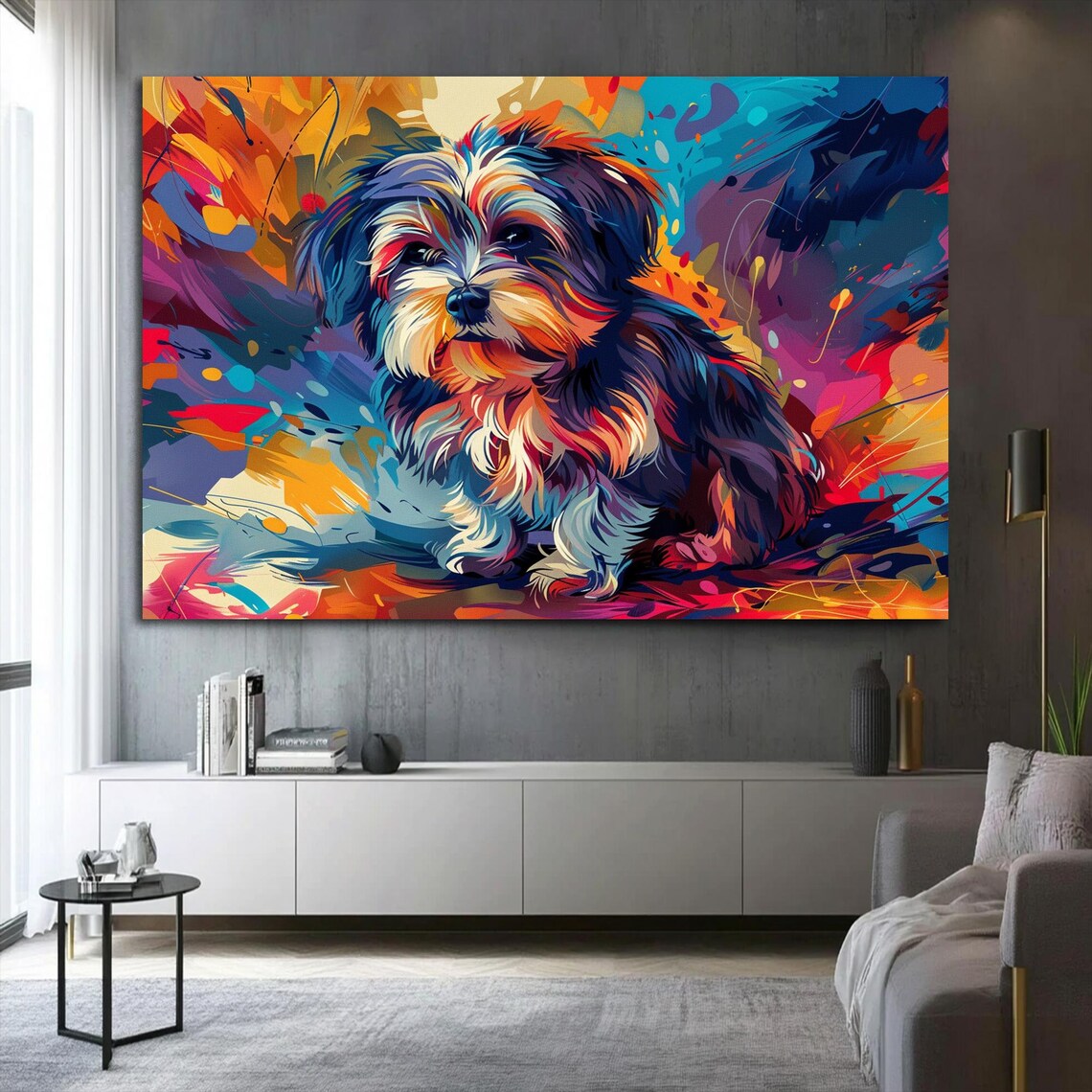 Colorful Abstract Dog Portrait Bold Pop Art Style Pet Wall Poster - Image 2