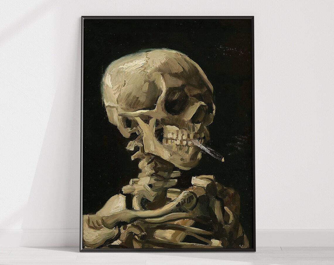 Van Gogh Skull With Burning Cigarette Art Print - Image 3
