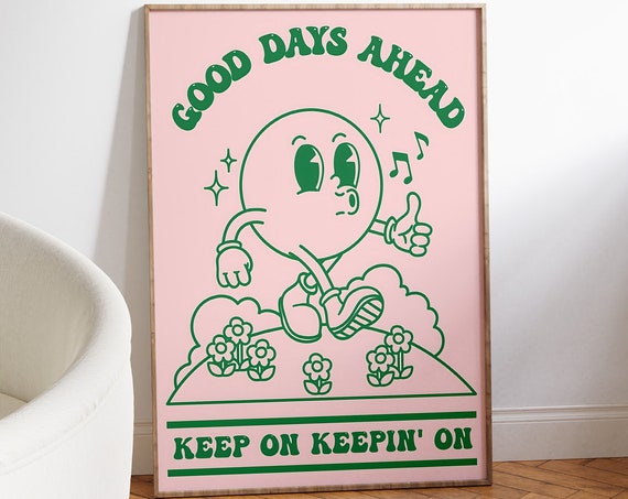 Good Days Groovy Sza Print Positive Affirmation Wall Art Artwork Girly Dorm Room Decor Music Song Illustration