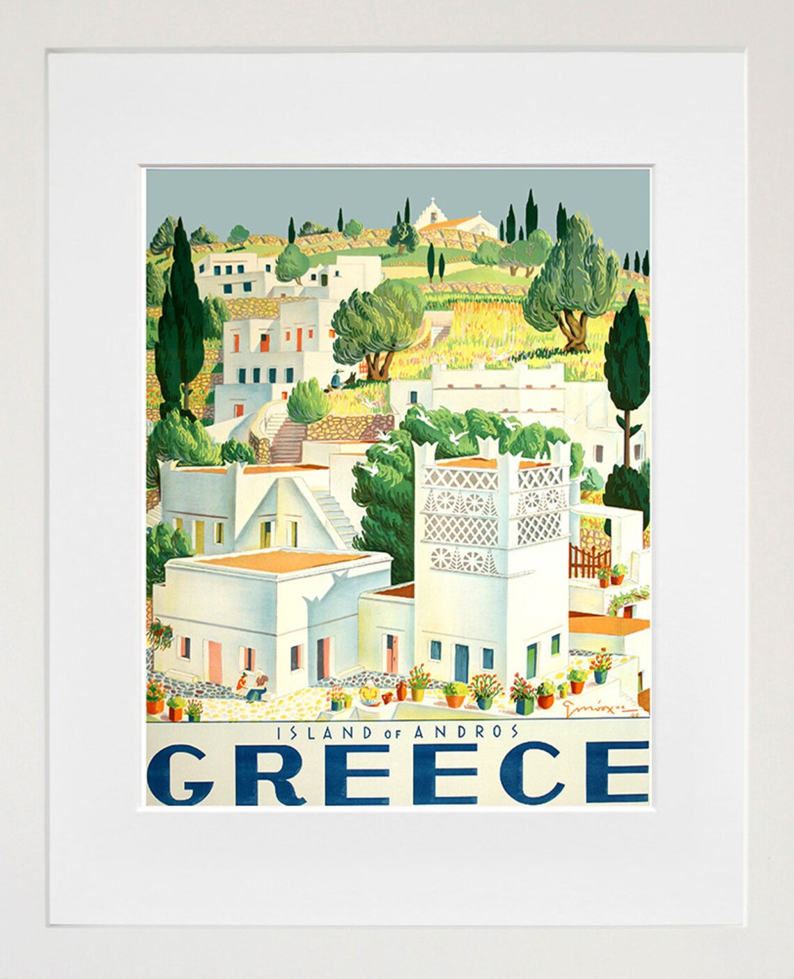 Greece Vintage Travel Poster, Greek Decor Wall Art
