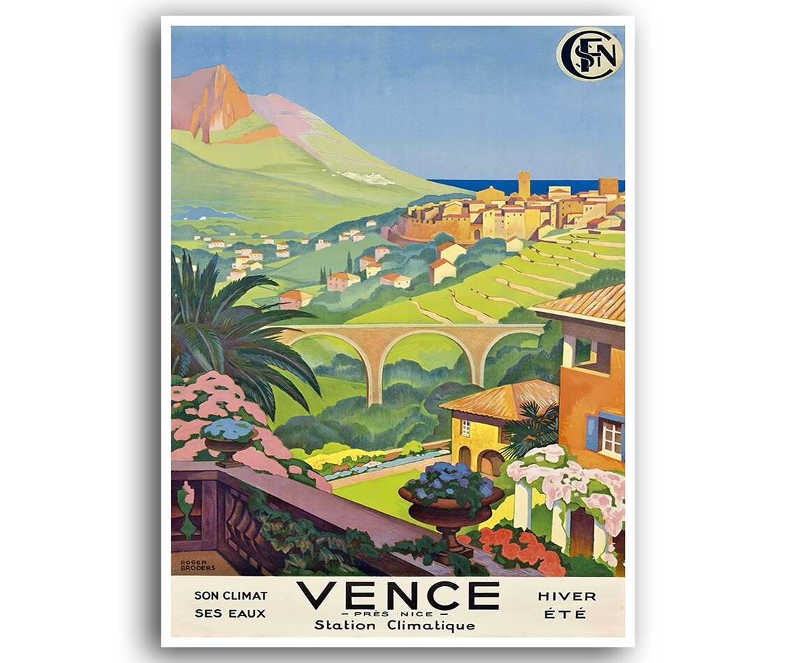 Vence France Retro Travel Poster Art Print