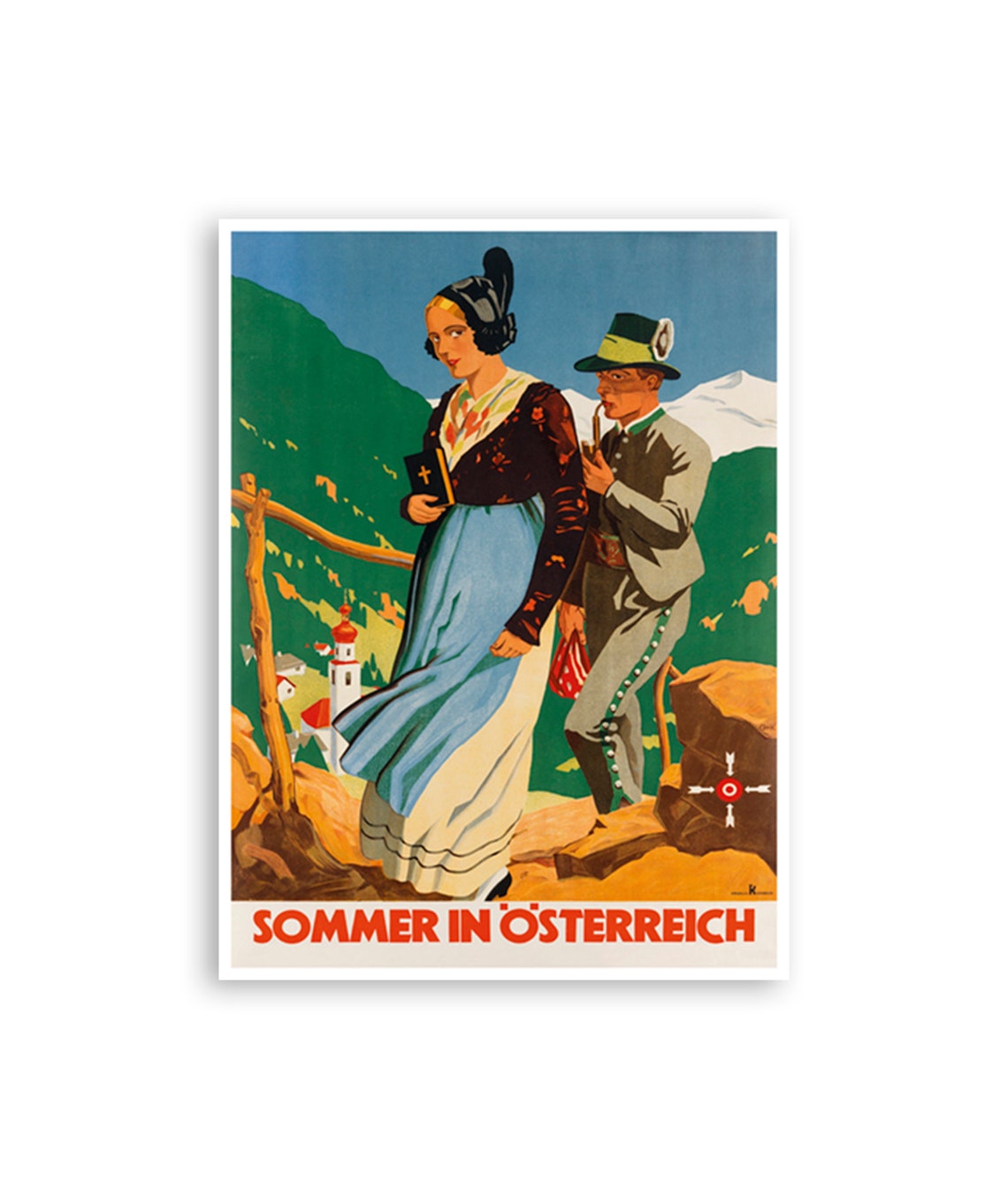 Sommer In Osterreich Alpine Folk Costume Vintage Austria Poster