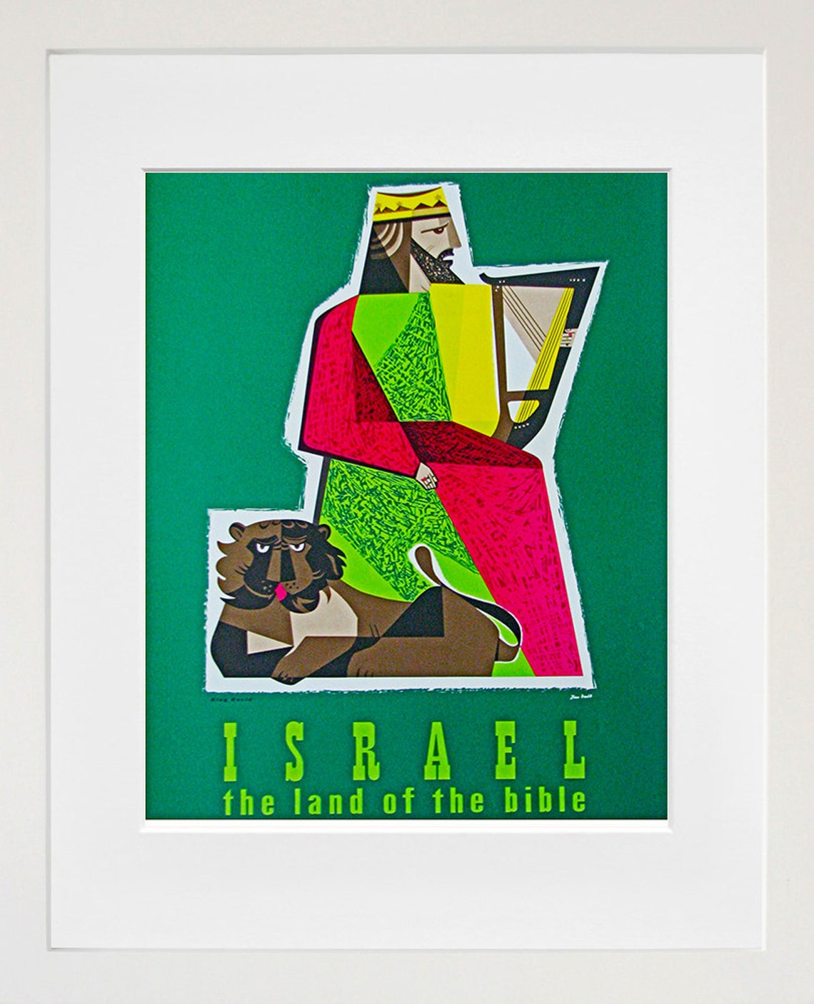 Israel The Land Of The Bible Vintage King David Lion Travel Poster - Image 2