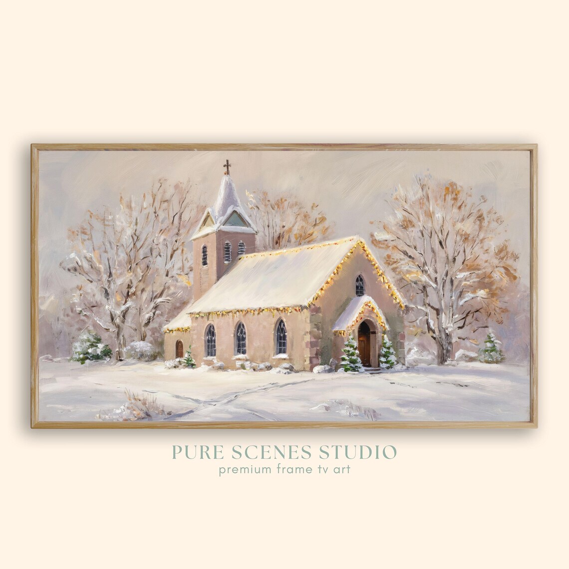 Frame Tv Art Christmas Frame Tv Art 4k Vintage Landscape Painting Snowy Countryside Church Tv Wallpaper