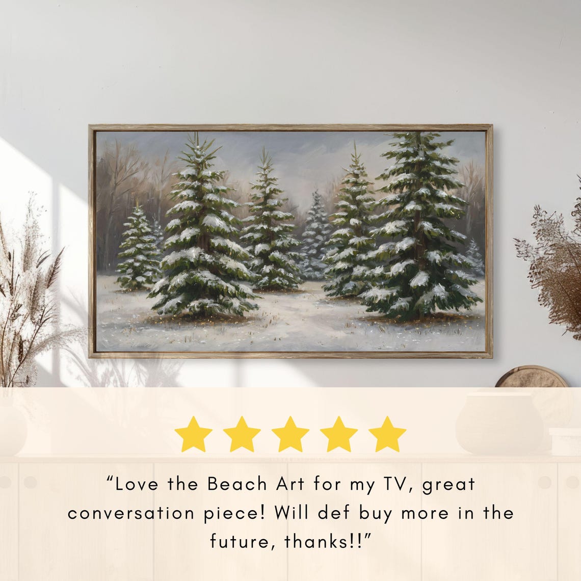 Snowy Evergreen Forest Winter Landscape Cozy Christmas Trees Poster - Image 2