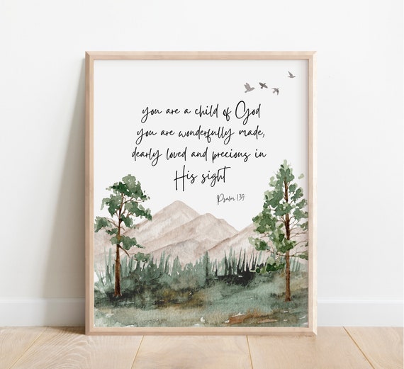 Psalm 139 Christian Nursery Decor Scripture Print