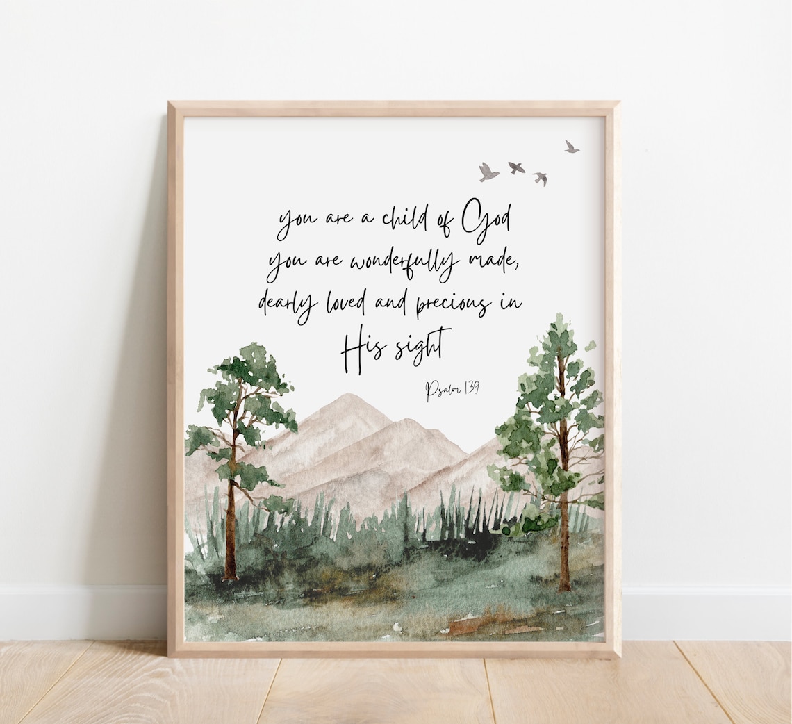 Psalm 139 Christian Nursery Decor Scripture Print
