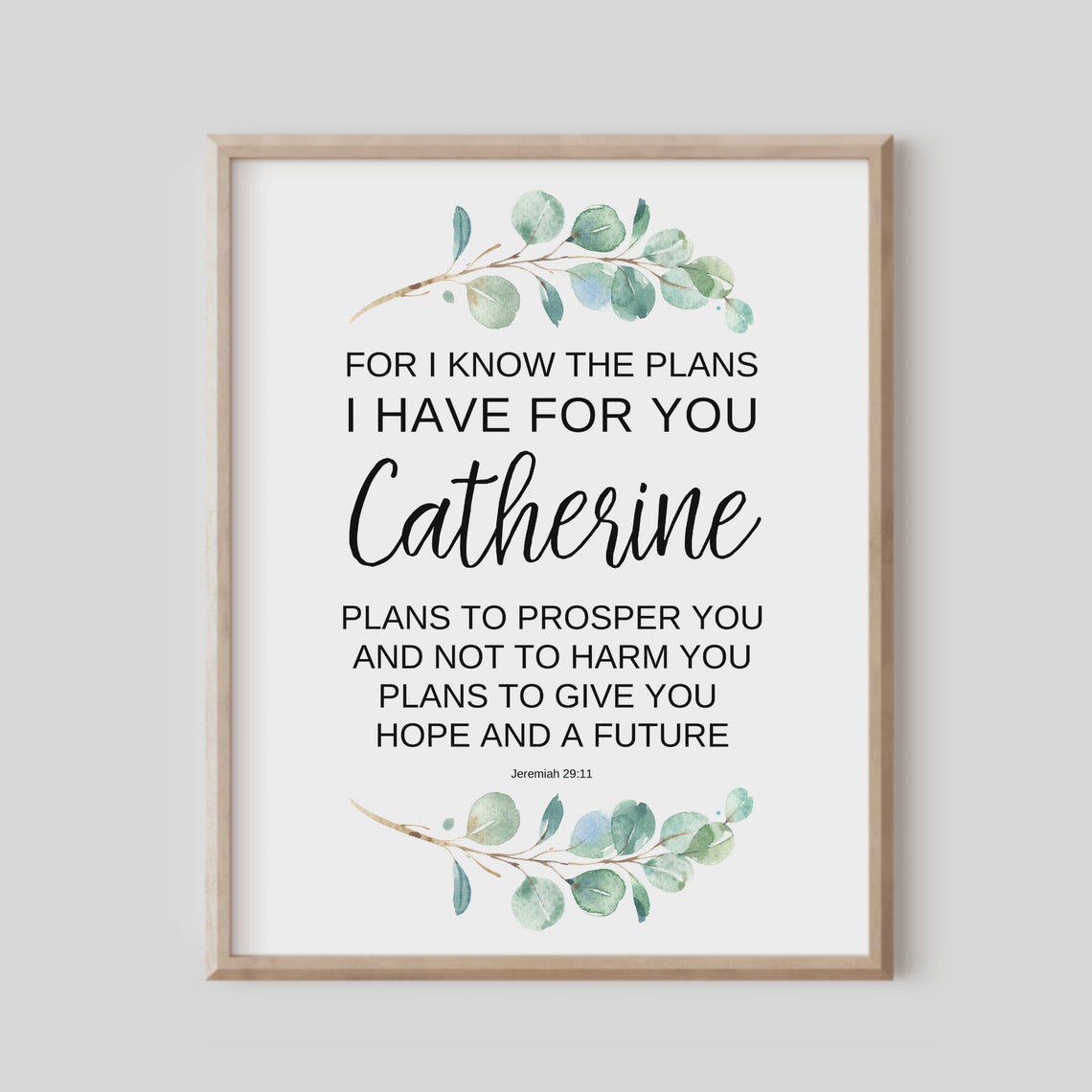 Personalized Name Catherine Jeremiah 29:11 Bible Verse Wall Art