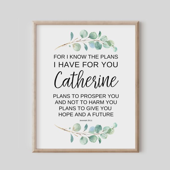 Custom Bible Verse Wall Art For I Know The Plans Have You Jeremiah 2911 Christian Gift Scripture Print Personalized Idea