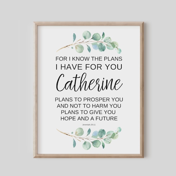 Personalized Name Catherine Jeremiah 29:11 Bible Verse Wall Art