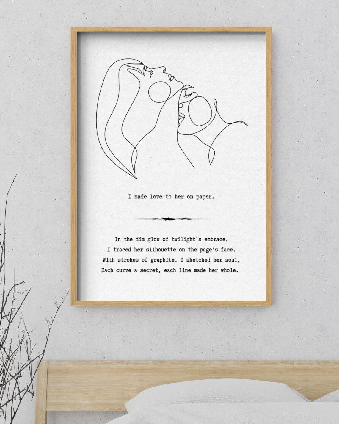 I Made Love To Her On Paper Romantic Poem Line Art Kiss Art Poster - Image 3