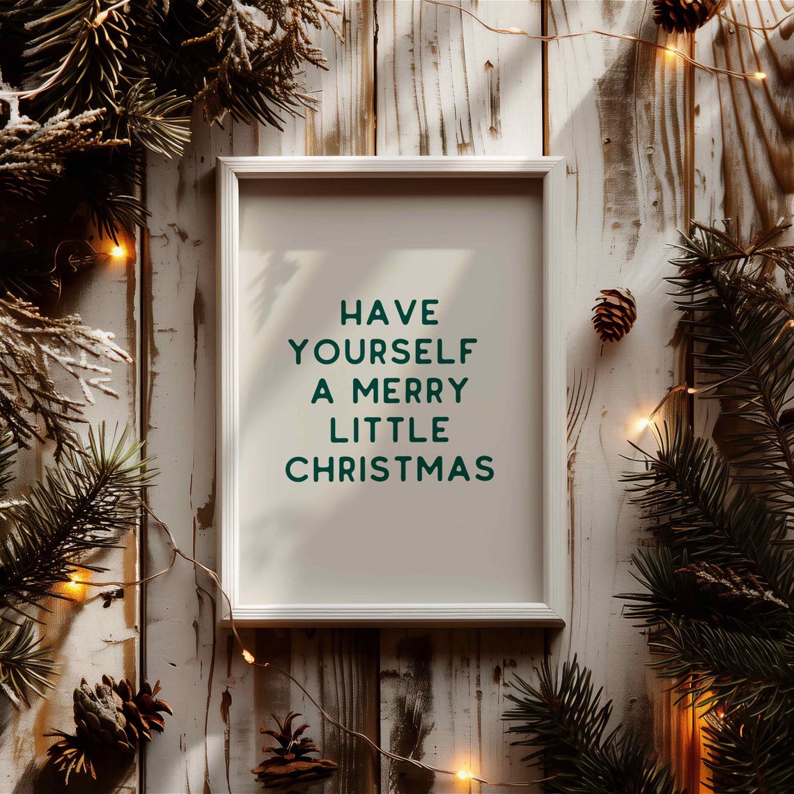 Classic Have Yourself A Merry Little Christmas Neutral Quote Poster - Image 3