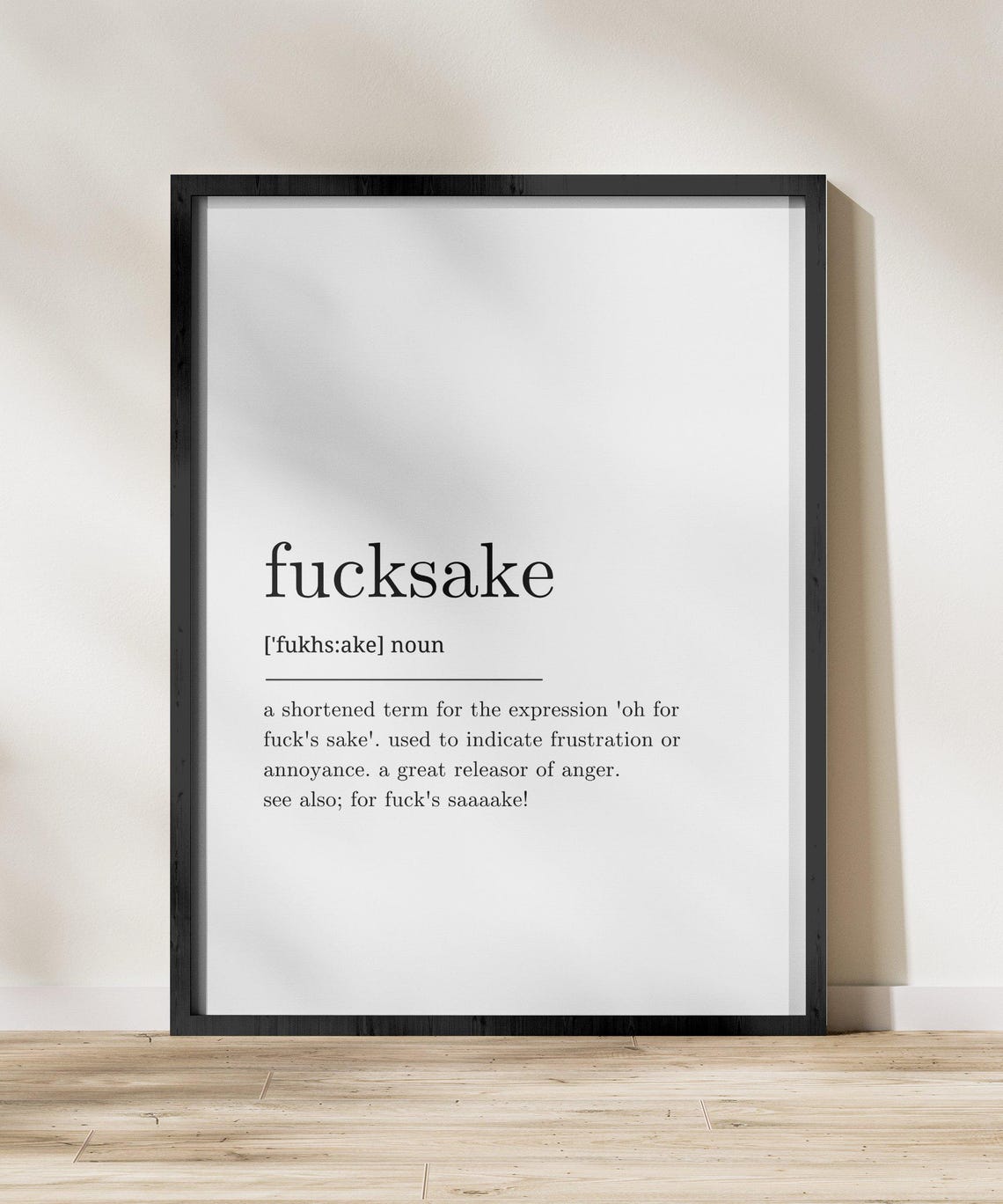 Fucksake Funny Definition Profanity Humor Swear Word Typography Poster