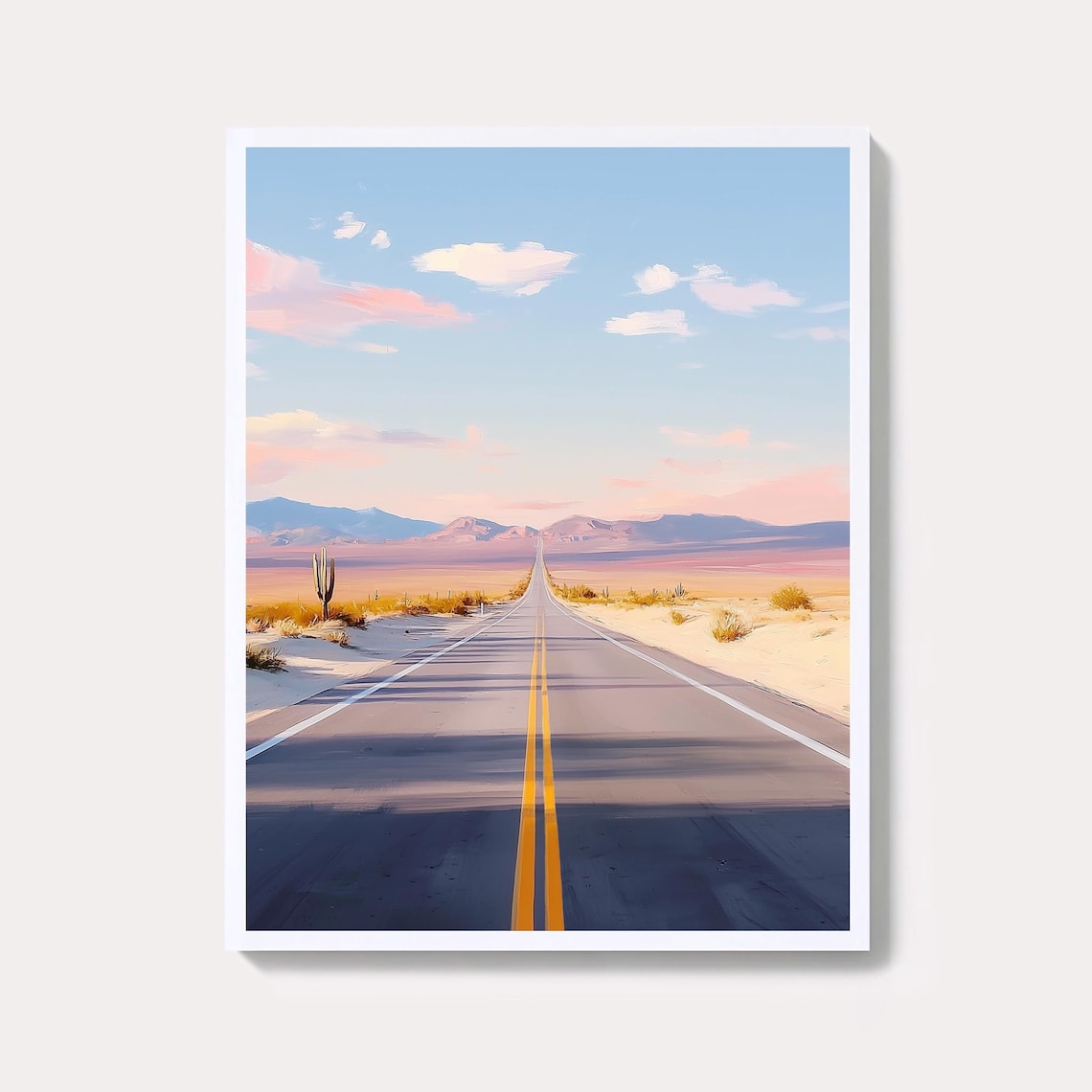 Desert Highway Pastel Painting Road to Horizon Southwestern Poster