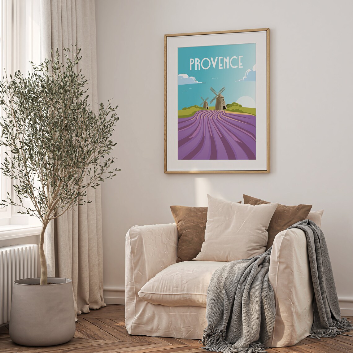 Provence Purple Lavender Fields Windmills France Travel Poster - Image 2