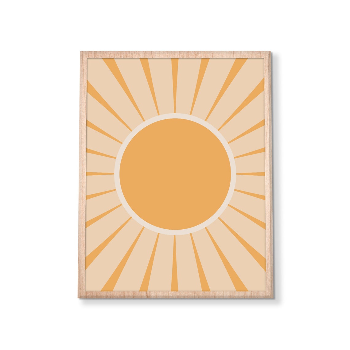 Boho Sun Rays Abstract Circle Poster Orange Minimalist Wall Decor - Image 3