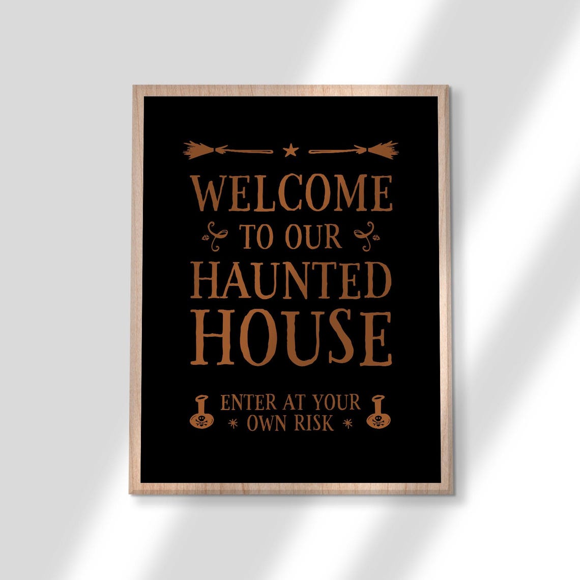 Welcome To Our Haunted House Black Halloween Poster Spooky Entry Decor - Image 3