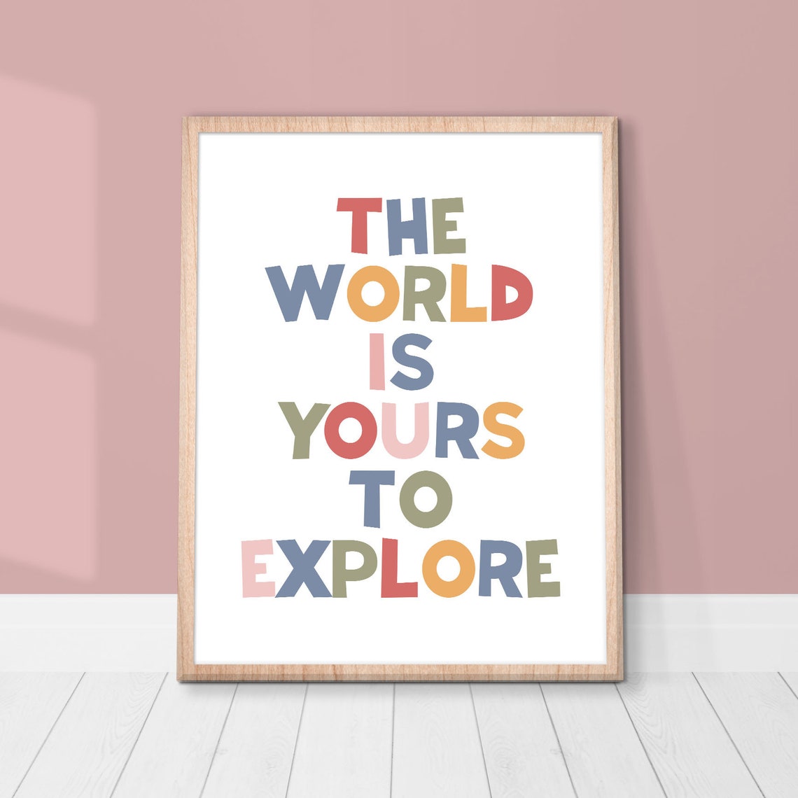 The World Is Yours To Explore Quote Poster Kids Adventure Room Decor - Image 2