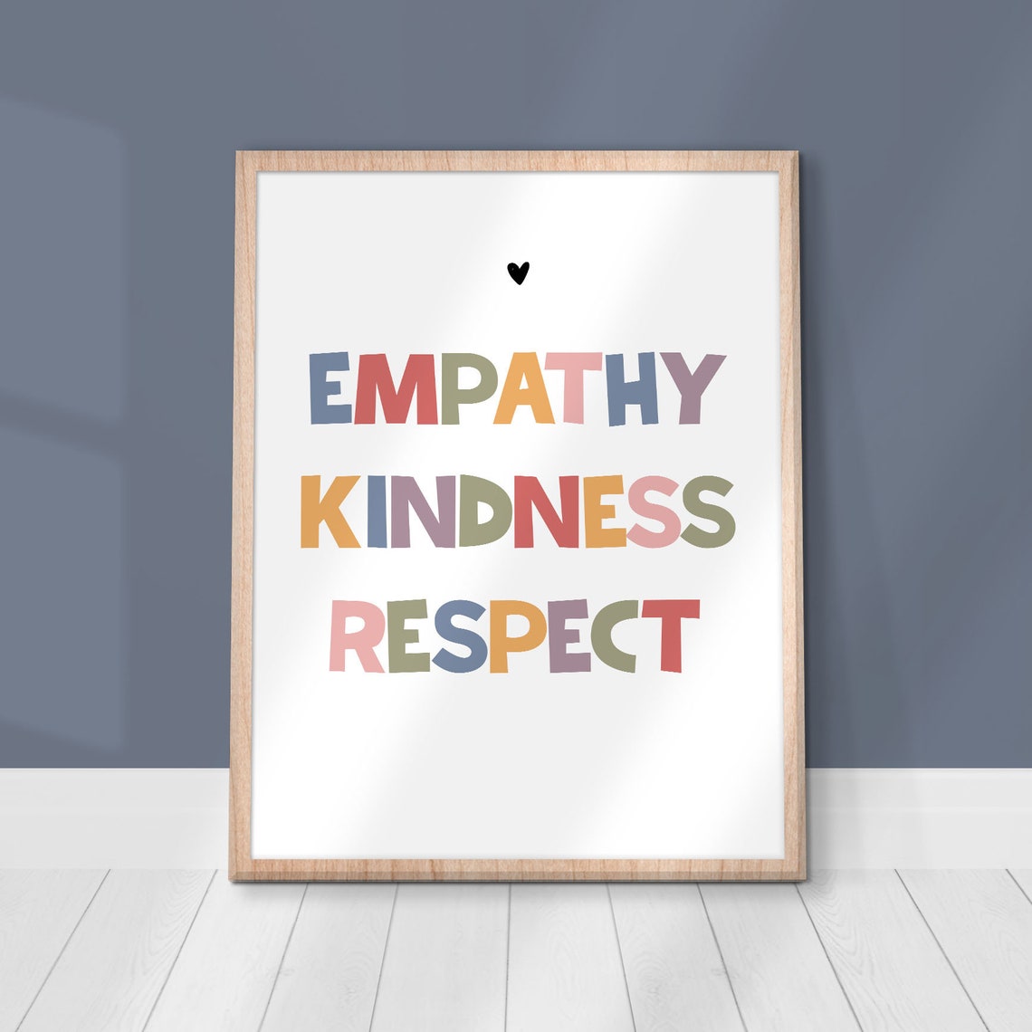 Empathy Kindness Respect Rainbow Words Classroom Values Art Poster - Image 2