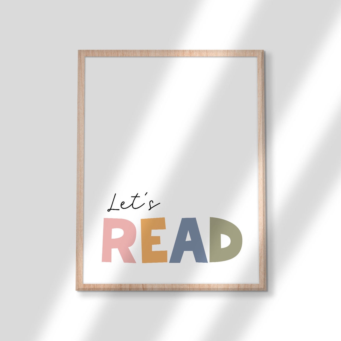 Let's Read Pastel Kids Reading Corner Nursery Typography Poster - Image 3