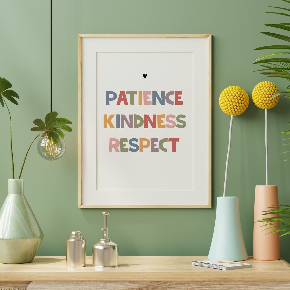 Patience Kindness Respect Colorful Classroom Values Kids Room Poster - Image 3