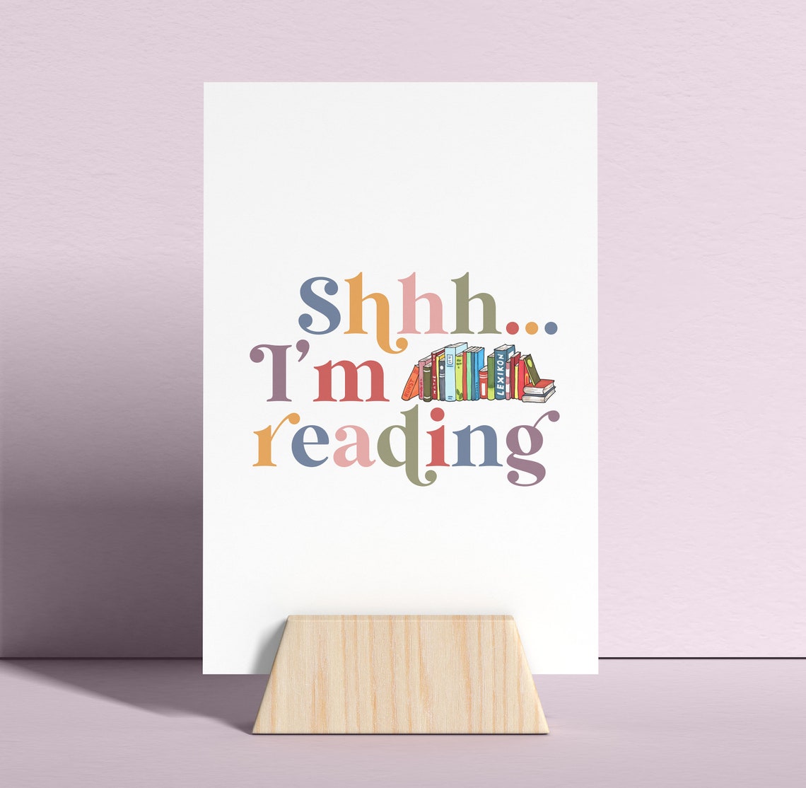 Shhh Im Reading Books Colorful Library Reading Nook Funny Kids Poster - Image 3