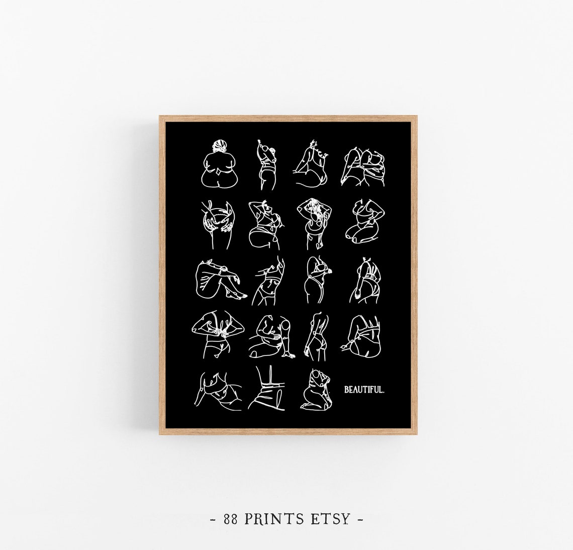 Beautiful Body Positivity Twenty Figures Line Art White Poster - Image 2
