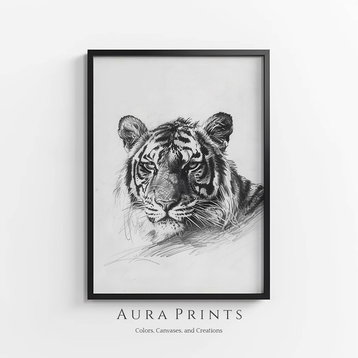 Fierce Tiger Sketch Nature Art Vintage Wall Decor Gift 0941