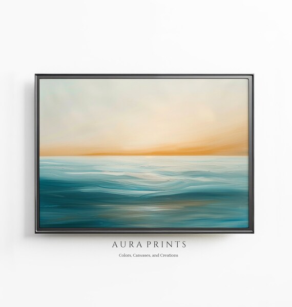 Pastel Coastal Sunrise Minimalism Art Seascape Abstract Wall Decor 0503