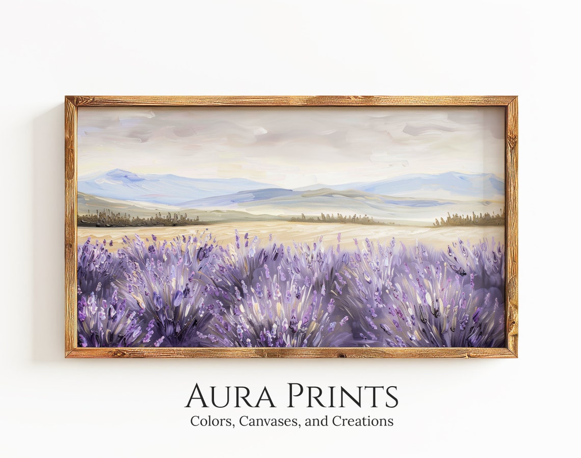 Blooming Lavender Field Rolling Hills Soft Purple Landscape Poster