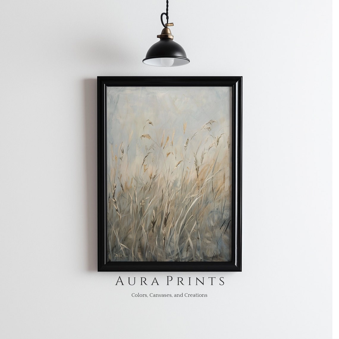 Minimalist Abstract Wild Grass Field Neutral Tones Art Poster
