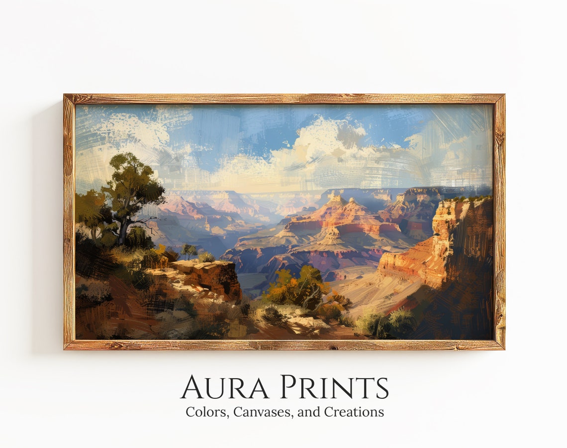 Grand Canyon Red Rock Desert Vista Sunlit Landscape Oil Poster
