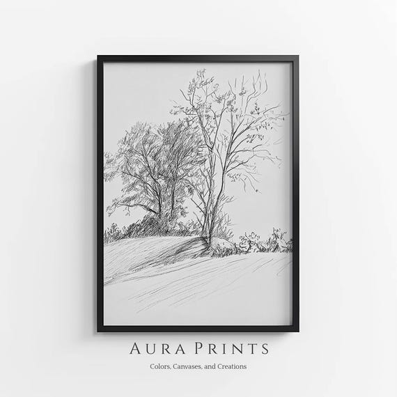 Handdrawn Tree Line Art Minimalist Nature Sketch 1266