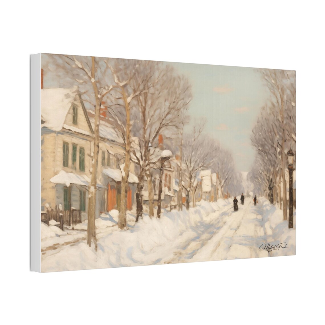 Quiet Snowy Neighborhood Street Winter Morning Landscape Poster - Image 4