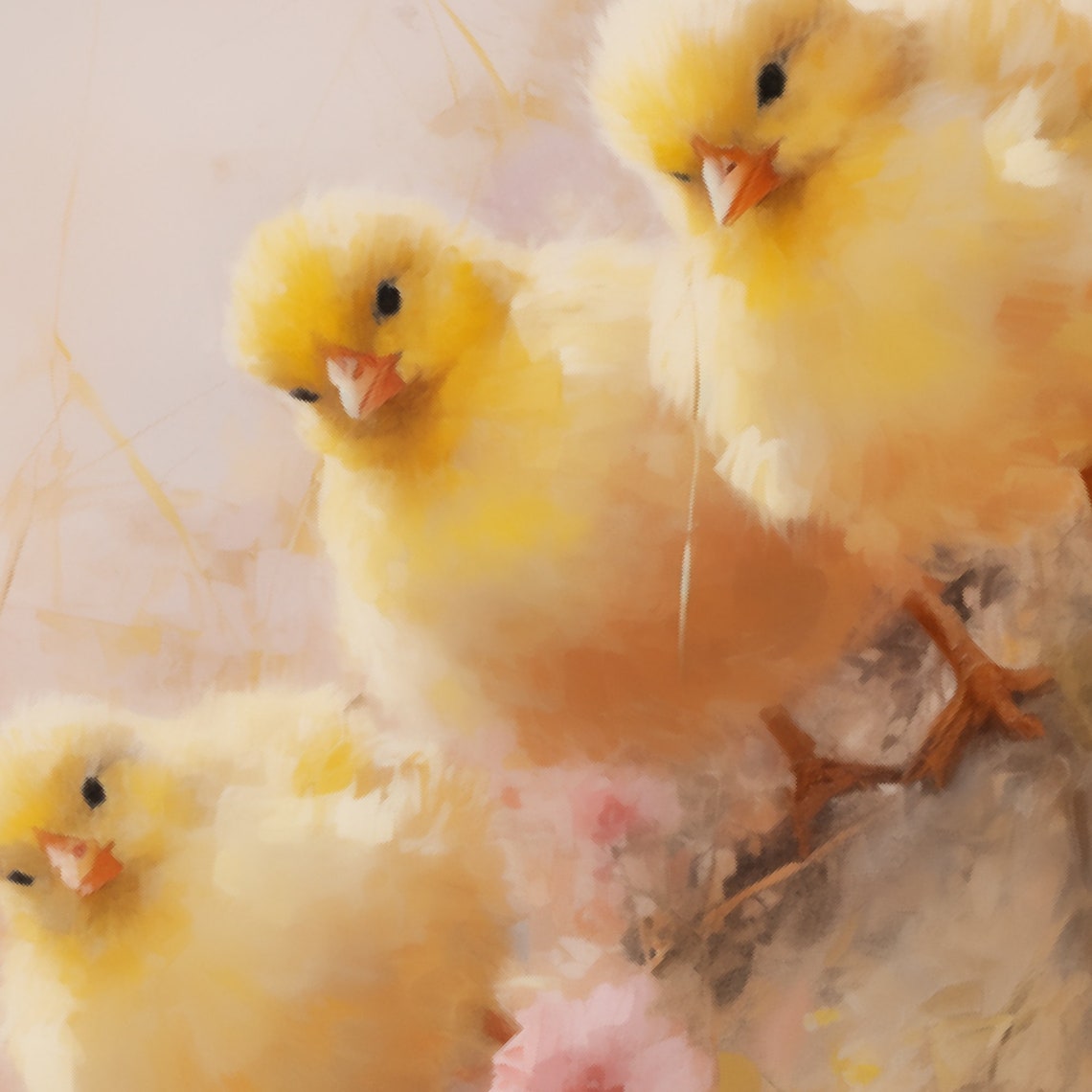 Three Fluffy Yellow Baby Chicks In A Spring Meadow Soft Poster - Image 5