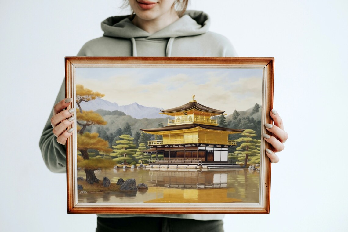 Kinkaku Ji Temple Golden Pavilion Kyoto Japan Travel Scene Poster - Image 2