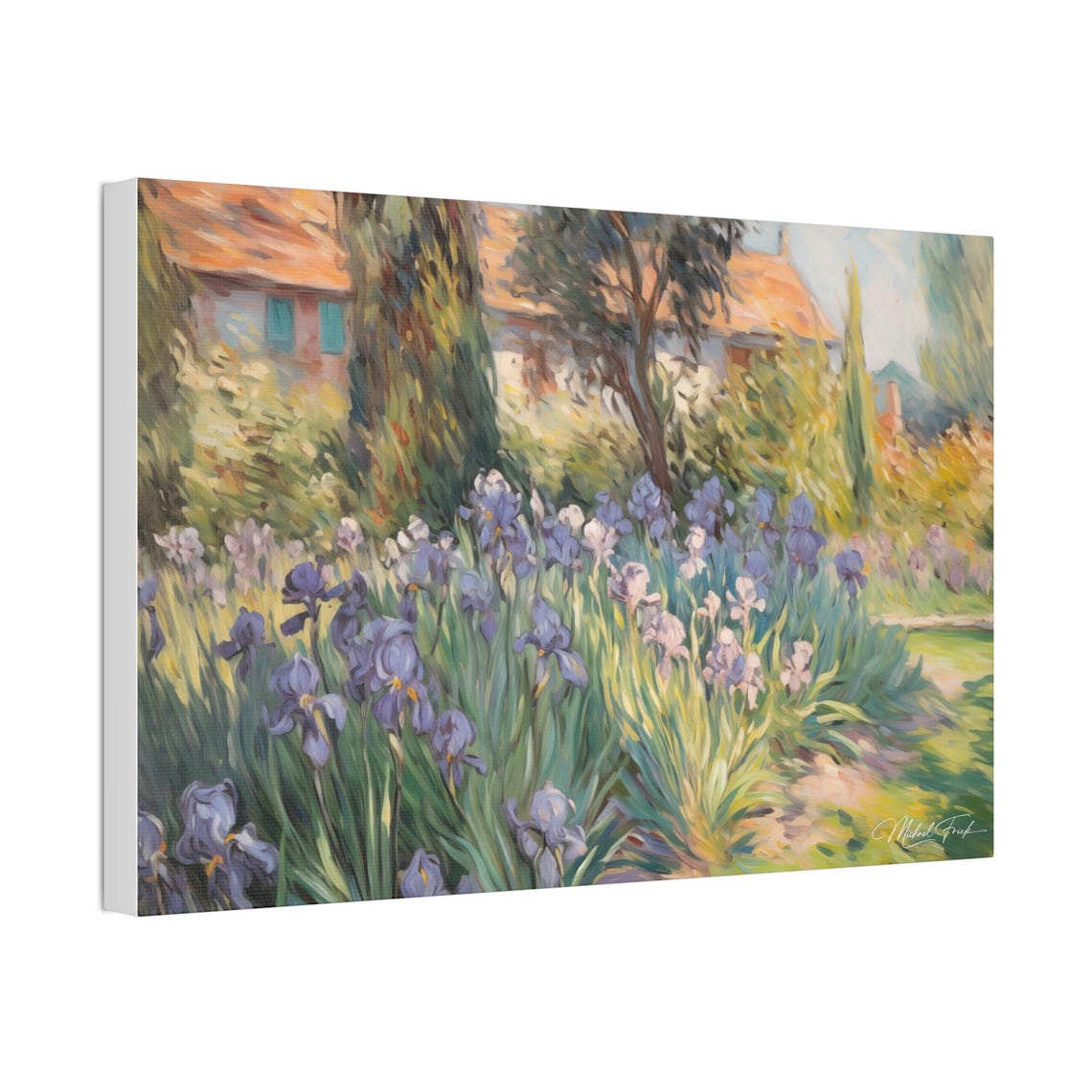 Purple Iris Garden Backyard Blossom Vintage Floral Art Poster - Image 4