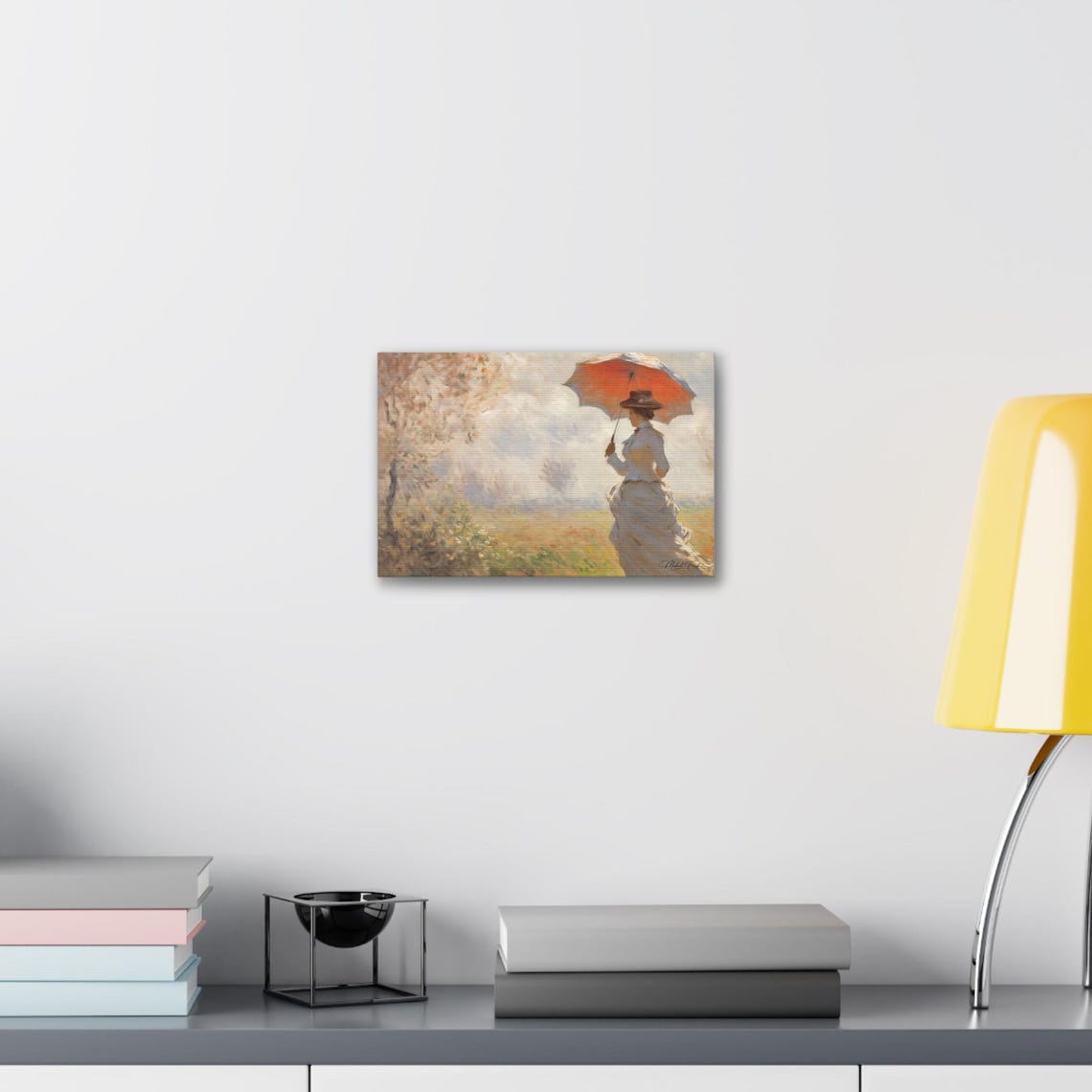 Lady With Red Parasol Walking Through Meadow Classic Art Poster - Image 6