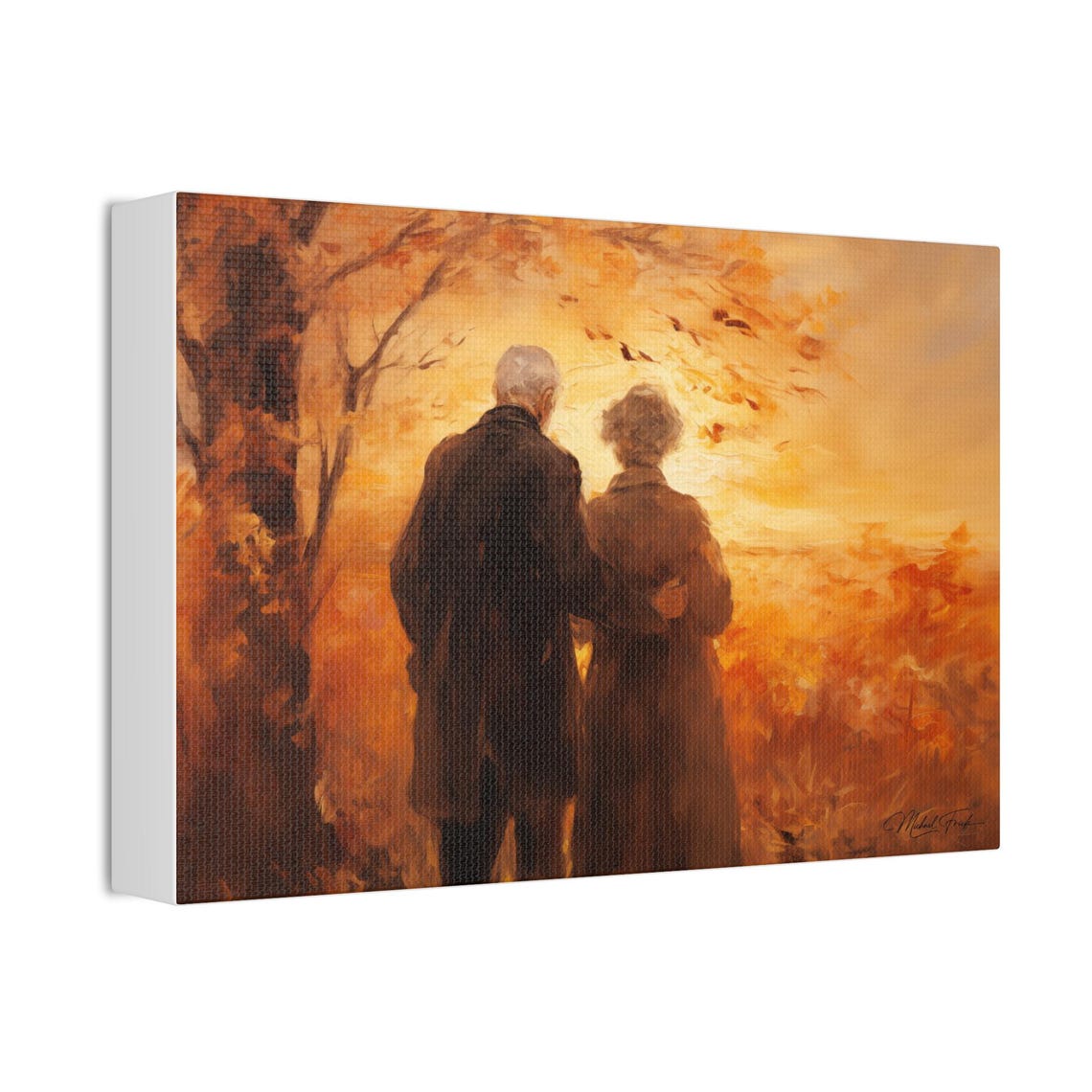 Elderly Couple at Sunset Golden Autumn Romance Evening Walk Poster - Image 3