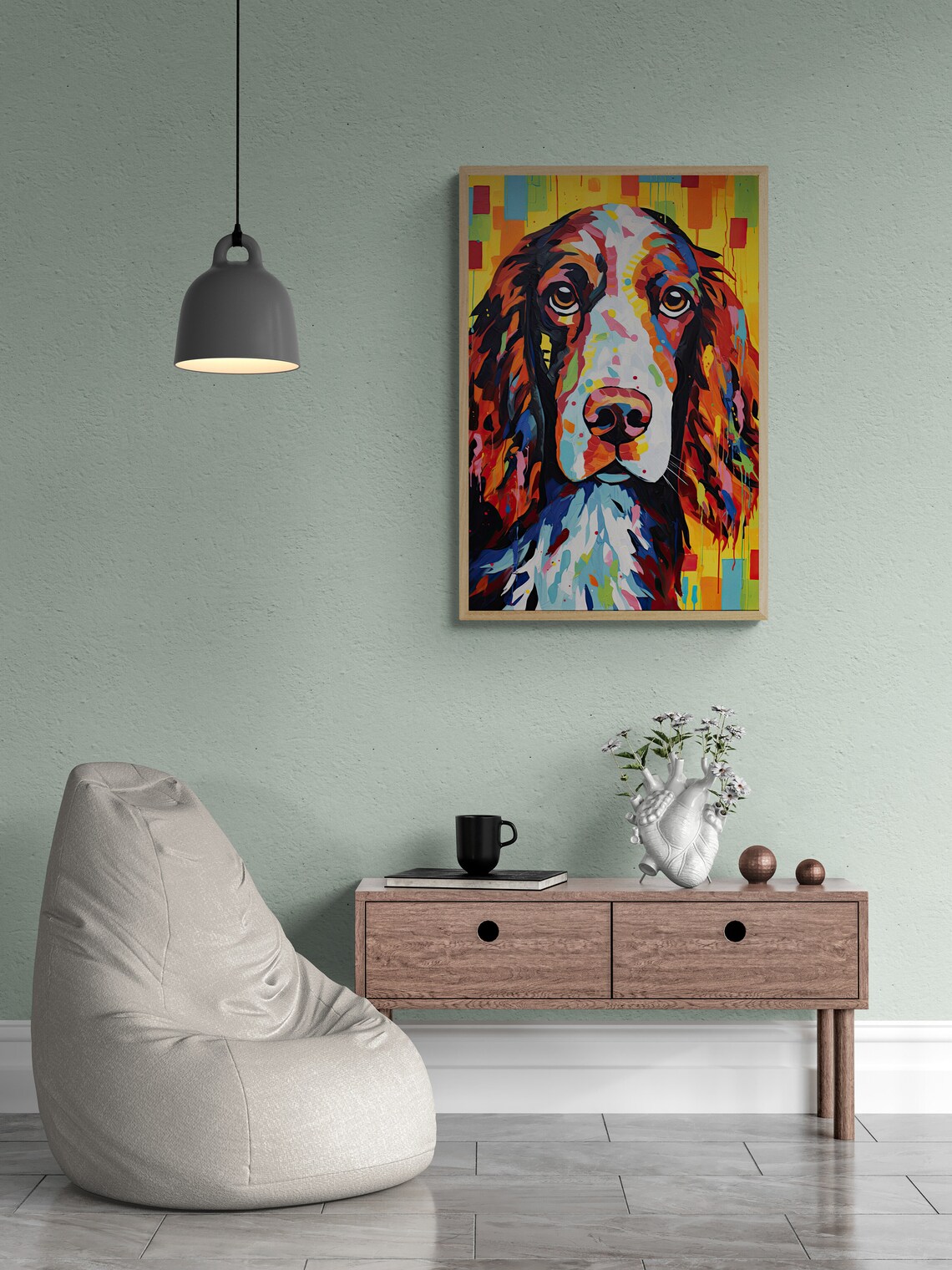 English Springer Spaniel Red White Pop Art Yellow Confetti Poster - Image 2