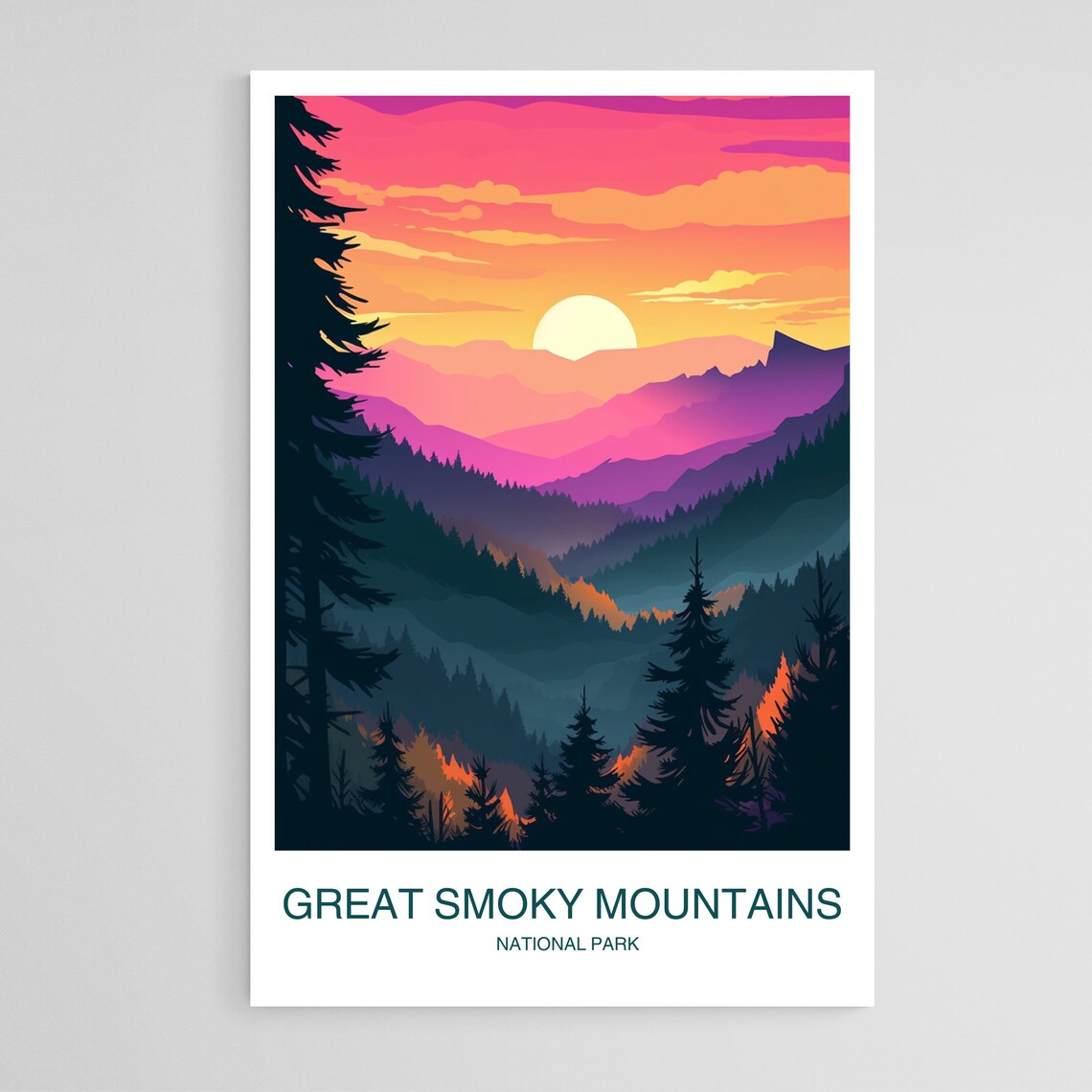 Great Smoky Mountains National Park Sunset Vintage Travel Poster - Image 2