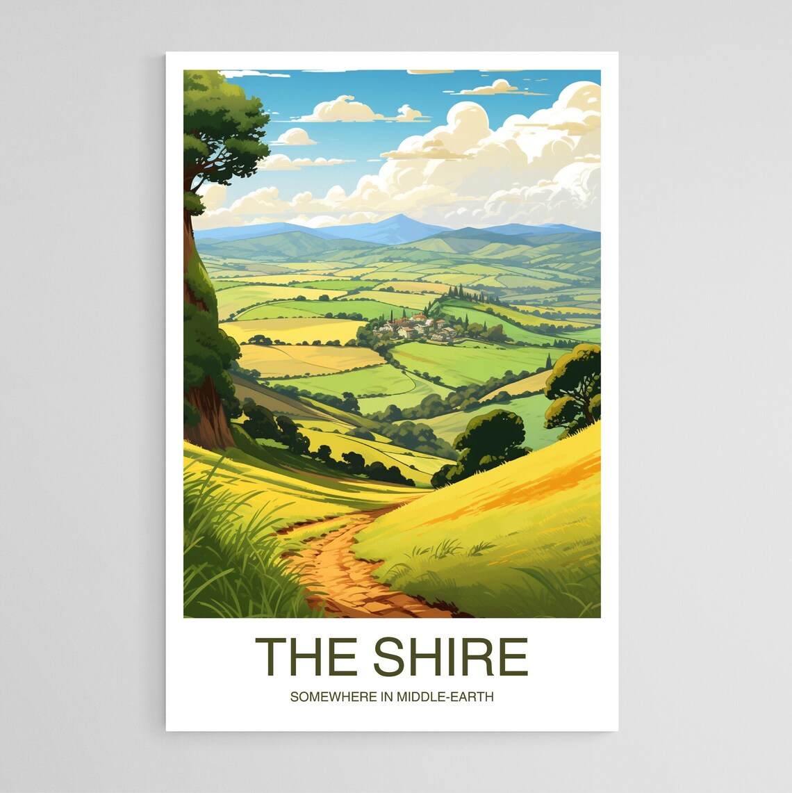 The Shire Travel Poster, Middle Earth Wall Decor