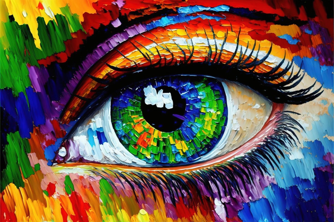 Colorful Abstract Eye Rainbow Iris Bold Brushstroke Modern Poster - Image 5