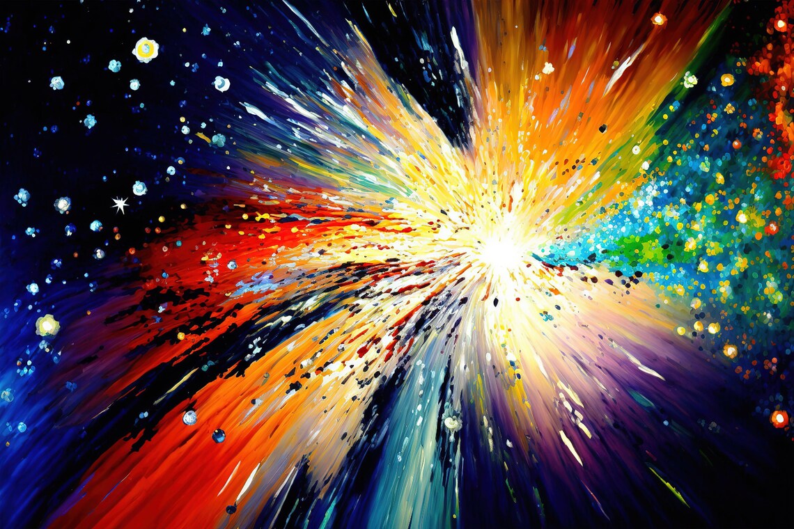 Colorful Cosmic Big Bang Abstract Galaxy Explosion Starburst Art Poster - Image 5
