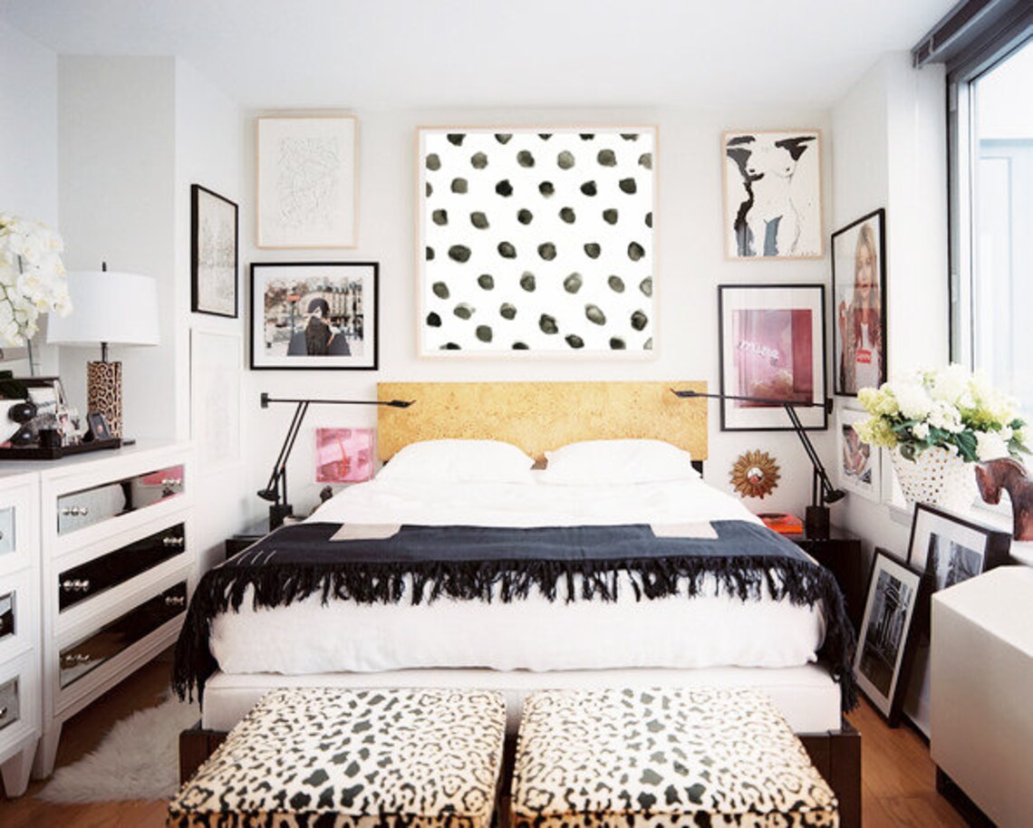 Black Dots Nursery Poster Modern Polka Watercolor Dots White Minimal Art - Image 3